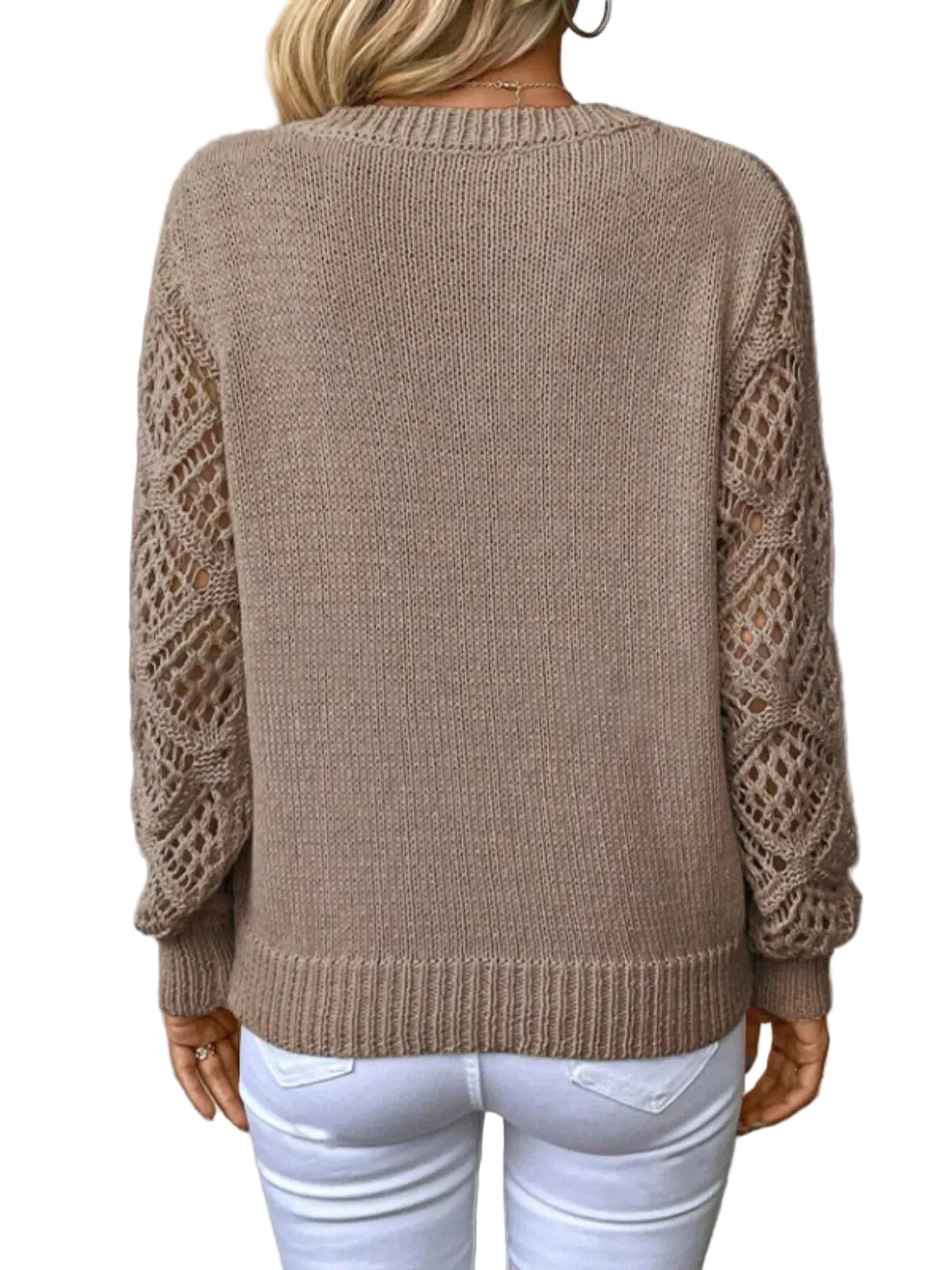 V-Neck Crochet Sleeve Sweater The Nichole Collection - Official Site