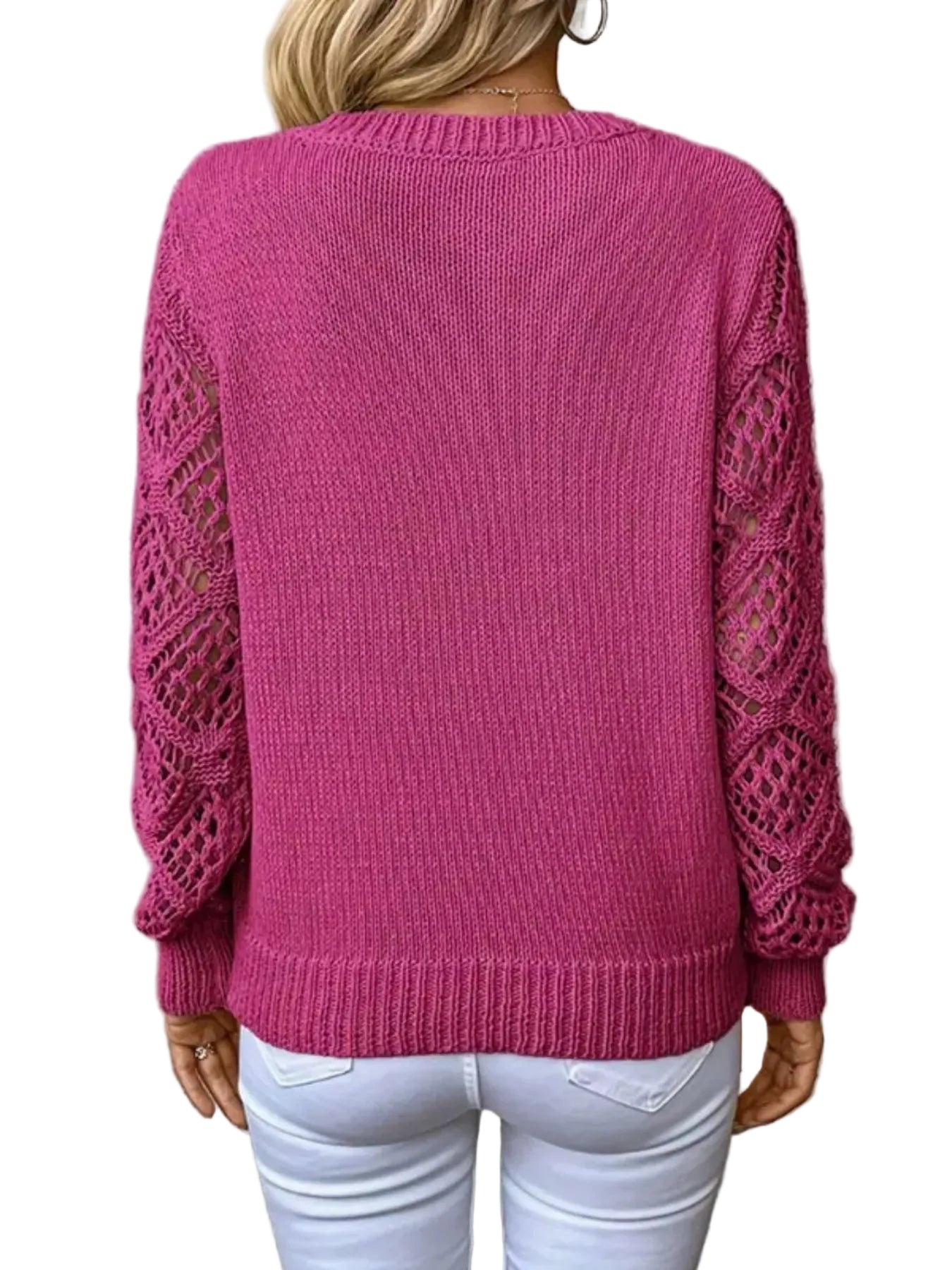 V-Neck Crochet Sleeve Sweater The Nichole Collection - Official Site