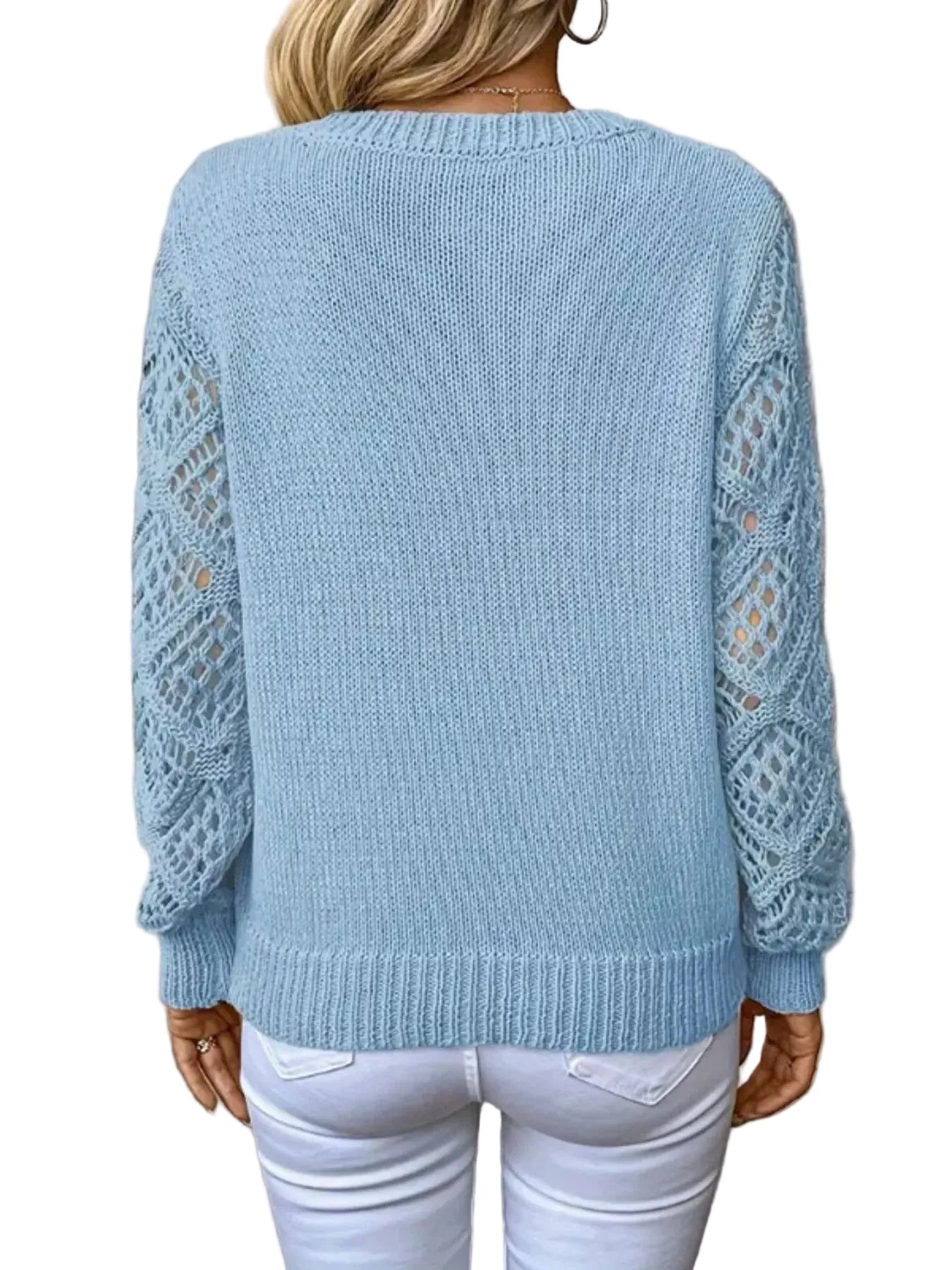 V-Neck Crochet Sleeve Sweater The Nichole Collection - Official Site