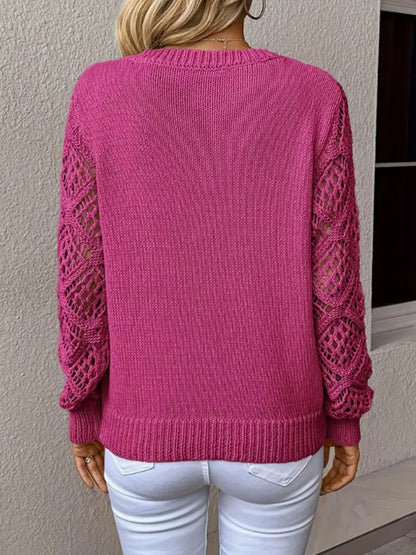 V-Neck Hollow-Out Sleeve Knit Sweater Sweaters The Nichole Collection