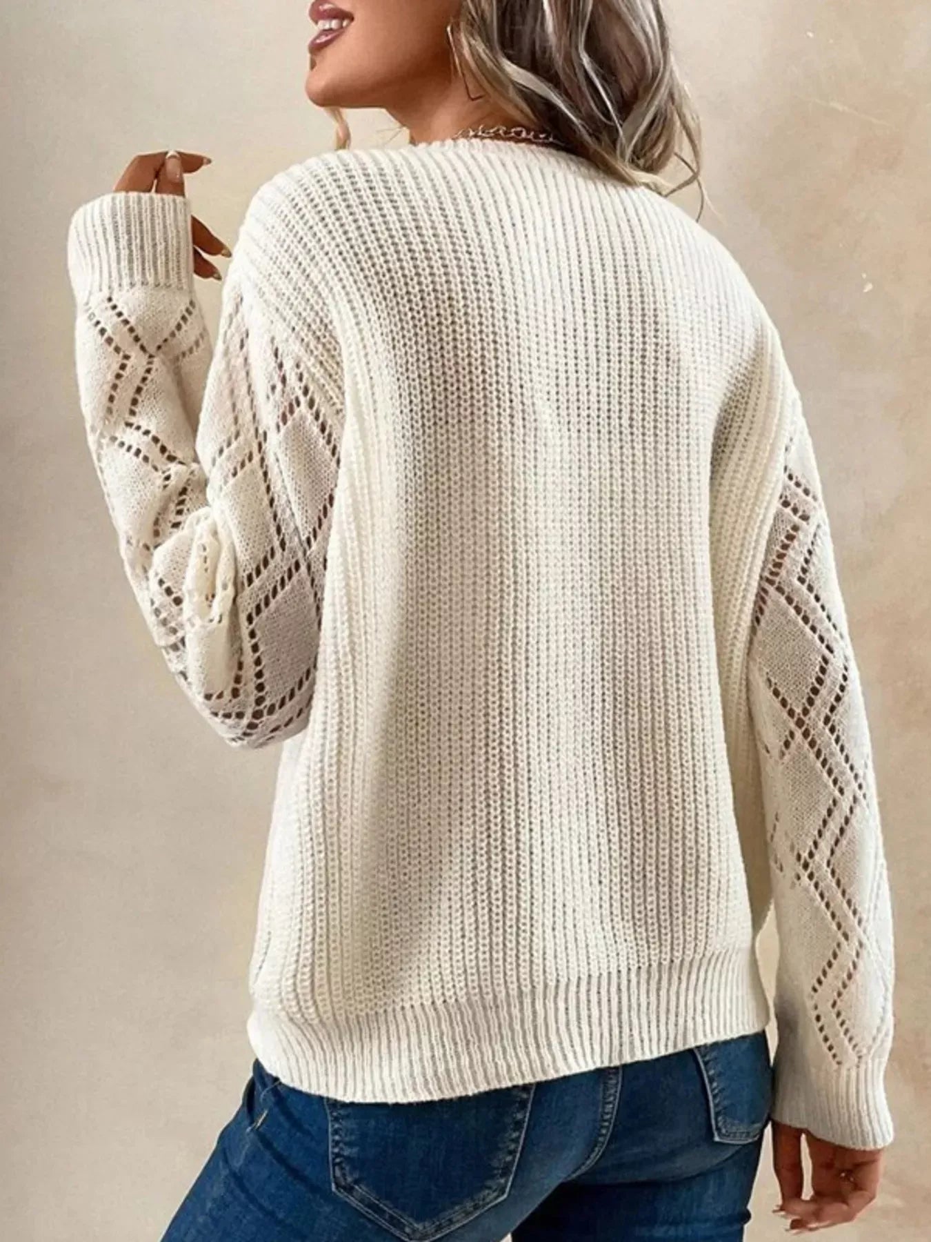 V-Neck Openwork Knit Sweater The Nichole Collection - Official Site
