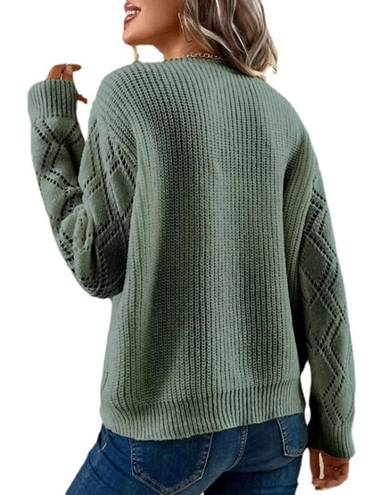 V-Neck Openwork Knit Sweater The Nichole Collection - Official Site
