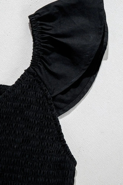 V Neck Ruffled Cap Sleeve Smocked Maxi Dress The Nichole Collection