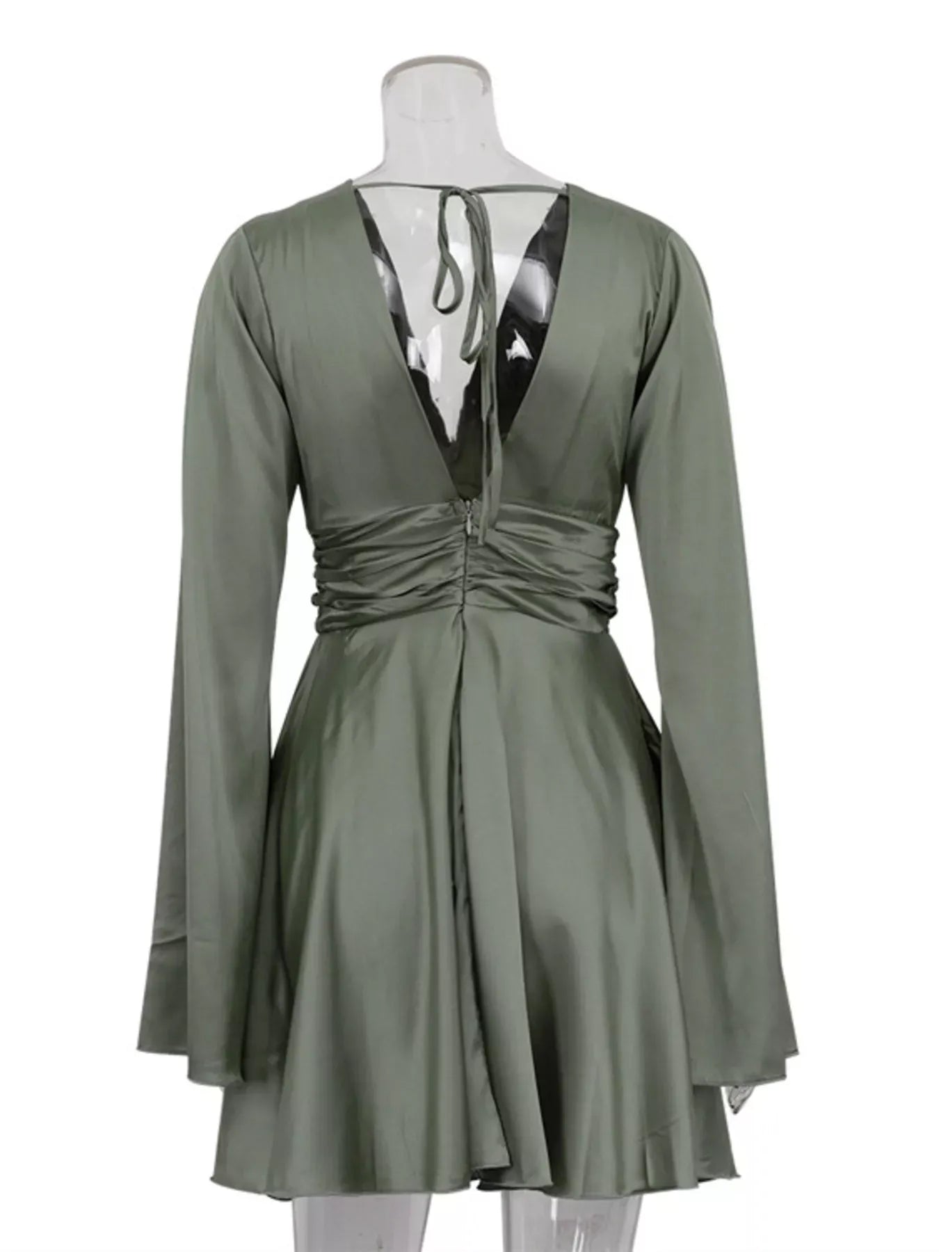 V-Neck Satin Mini Dress with Flowy Sleeves | The Nichole Collection