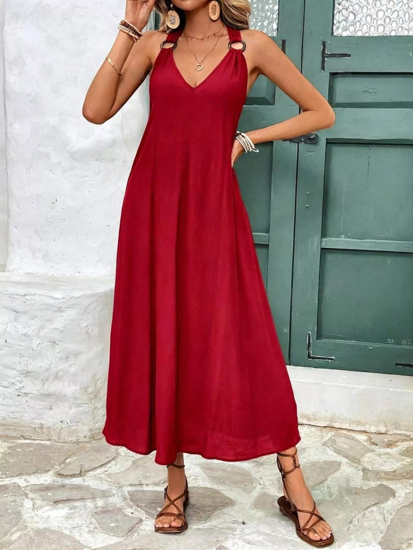 V-Neck Sleeveless Midi Dress The Nichole Collection - Official Site