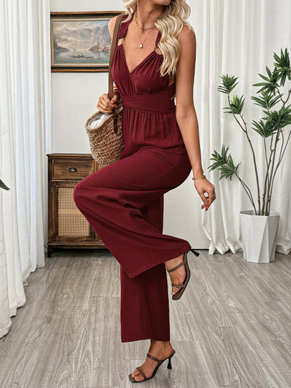 V-Neck Sleeveless Wide Leg Jumpsuit The Nichole Collection