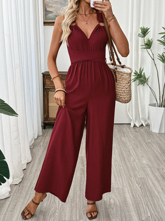V-Neck Sleeveless Wide Leg Jumpsuit The Nichole Collection