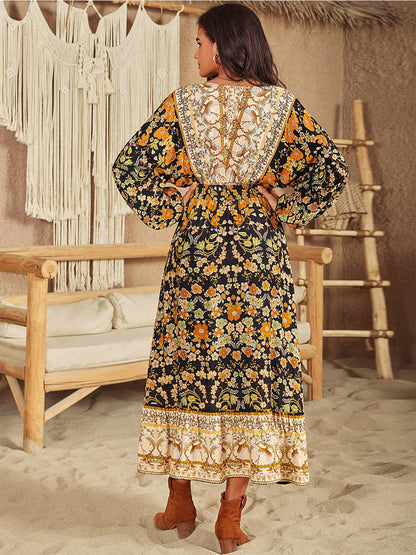 V-Neck Smocked Balloon Sleeve Dress Dresses The Nichole Collection