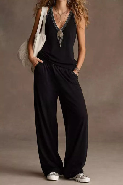 V-Neck Tank and Wide Leg Pants Set The Nichole Collection - Official Site