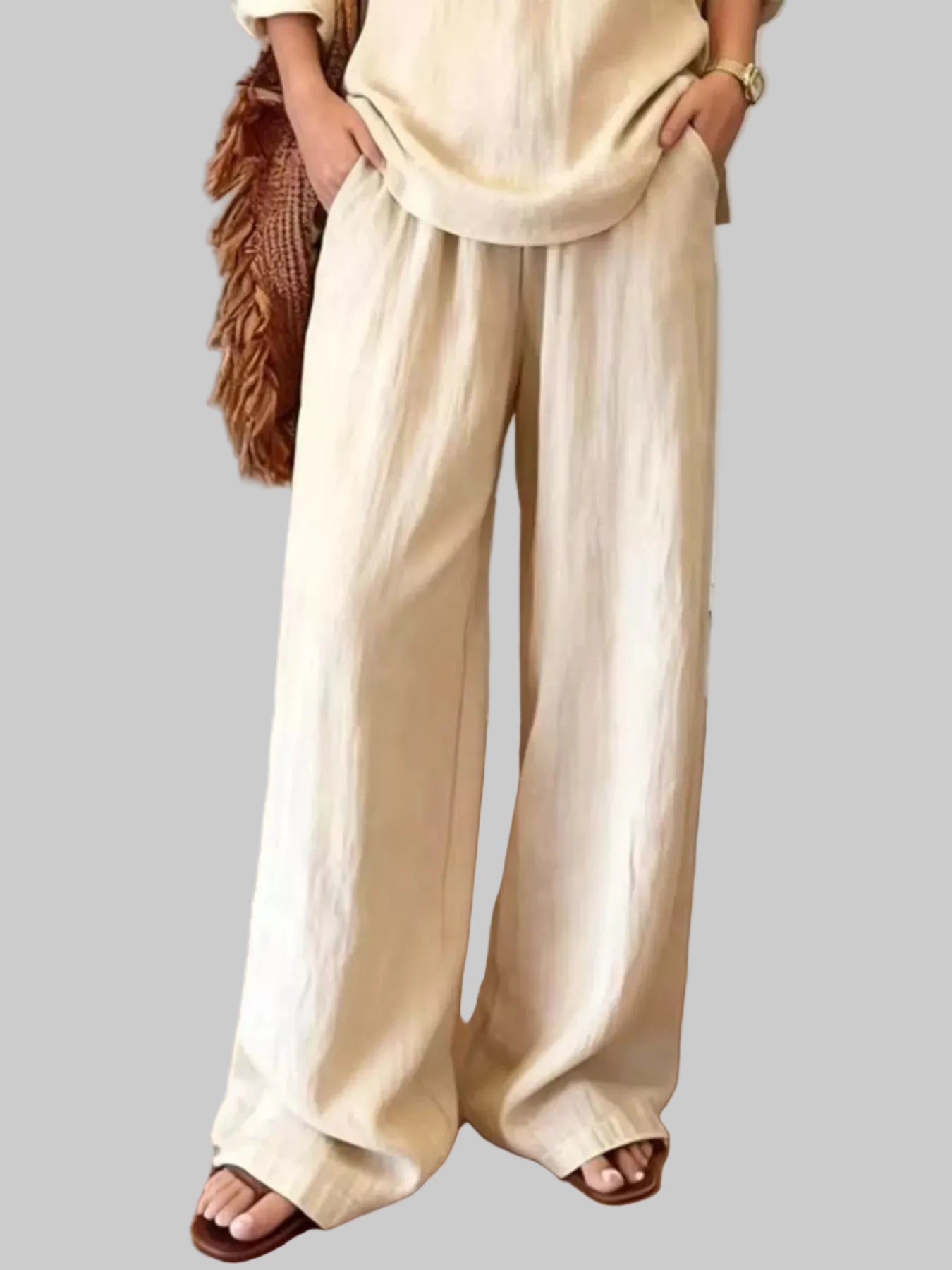 V-Neck Top & Wide-Leg Pants Set The Nichole Collection - Official Site
