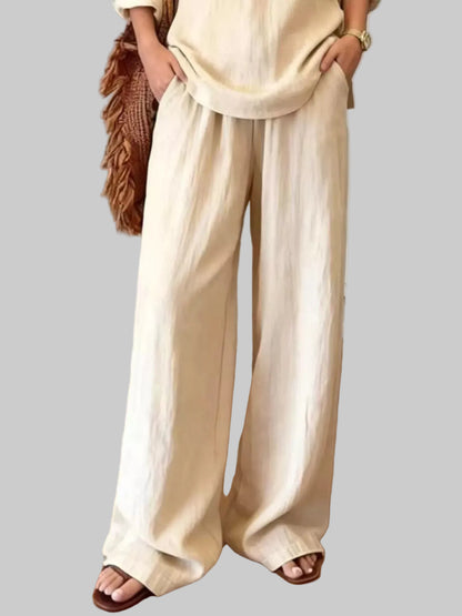 V-Neck Top & Wide-Leg Pants Set The Nichole Collection - Official Site