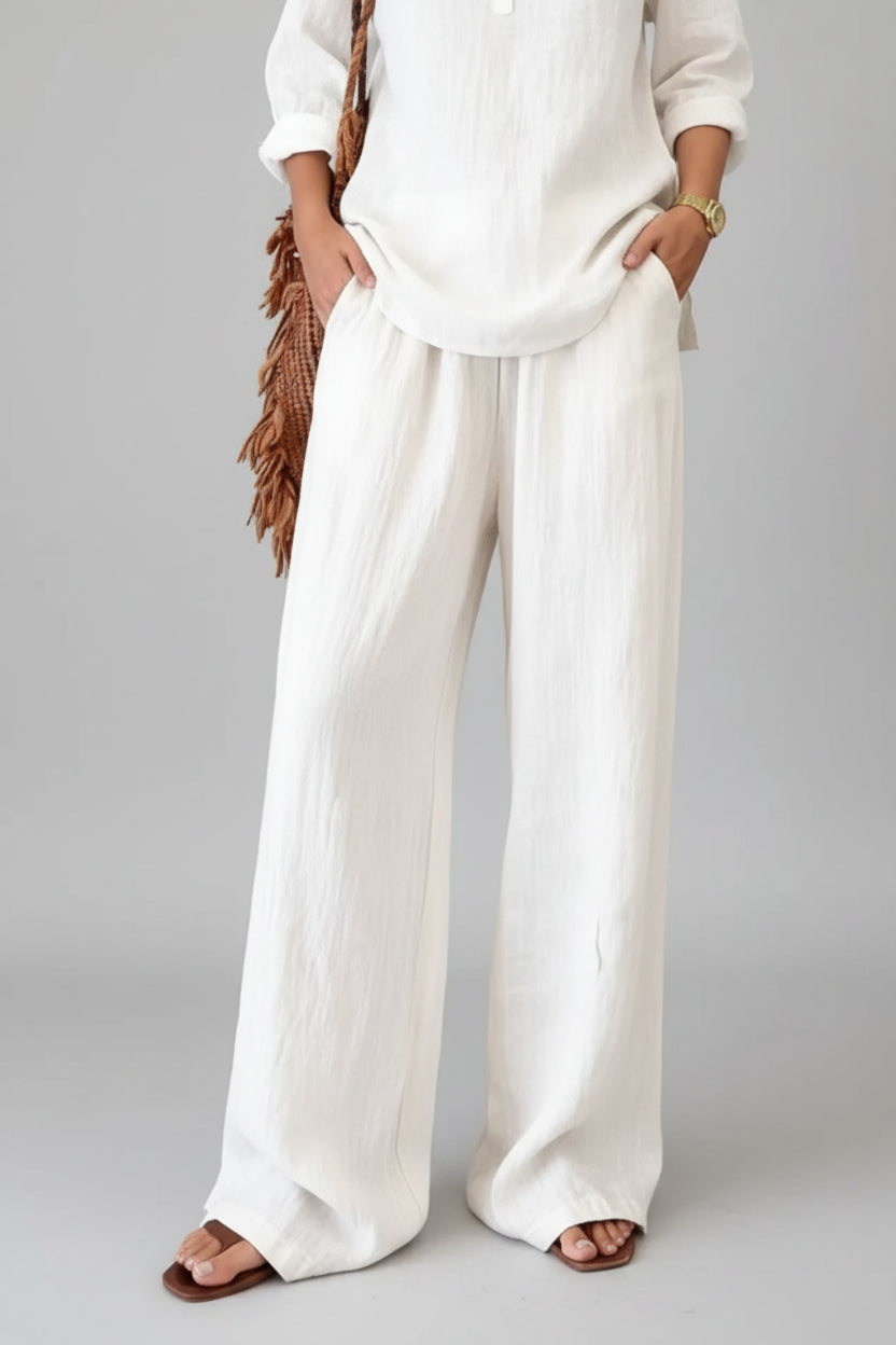 V-Neck Top & Wide-Leg Pants Set The Nichole Collection - Official Site