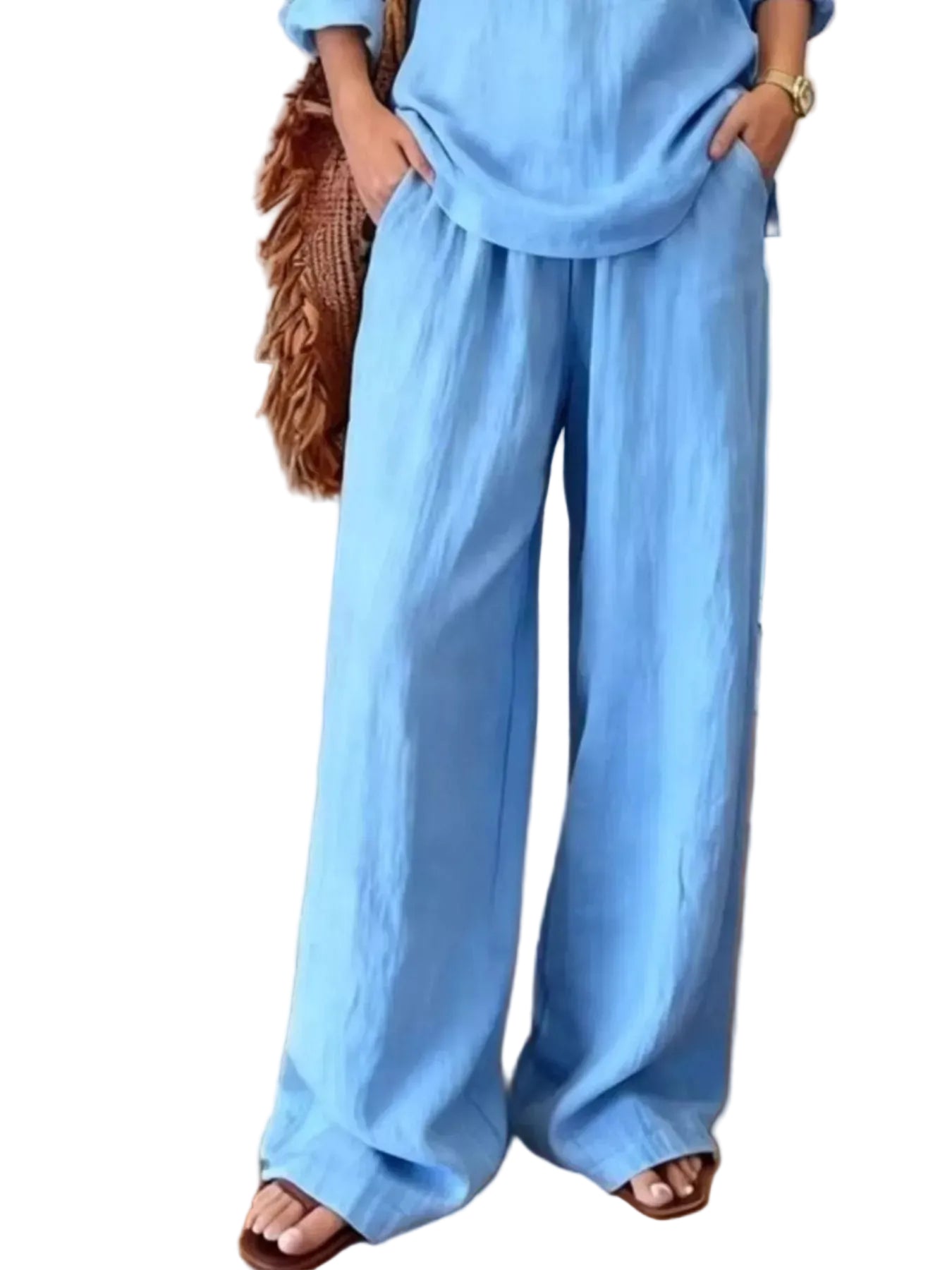 V-Neck Top & Wide-Leg Pants Set The Nichole Collection - Official Site