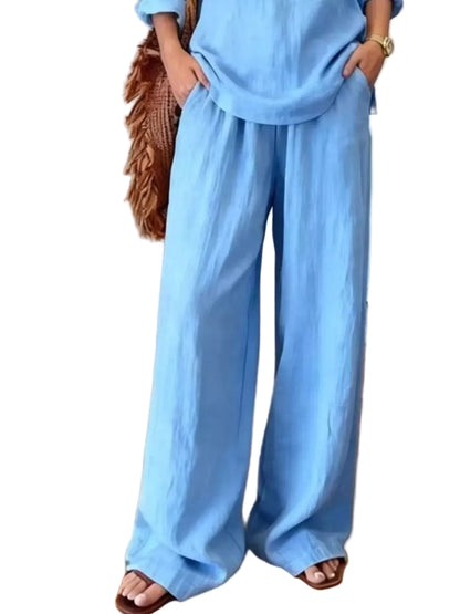 V-Neck Top & Wide-Leg Pants Set The Nichole Collection - Official Site
