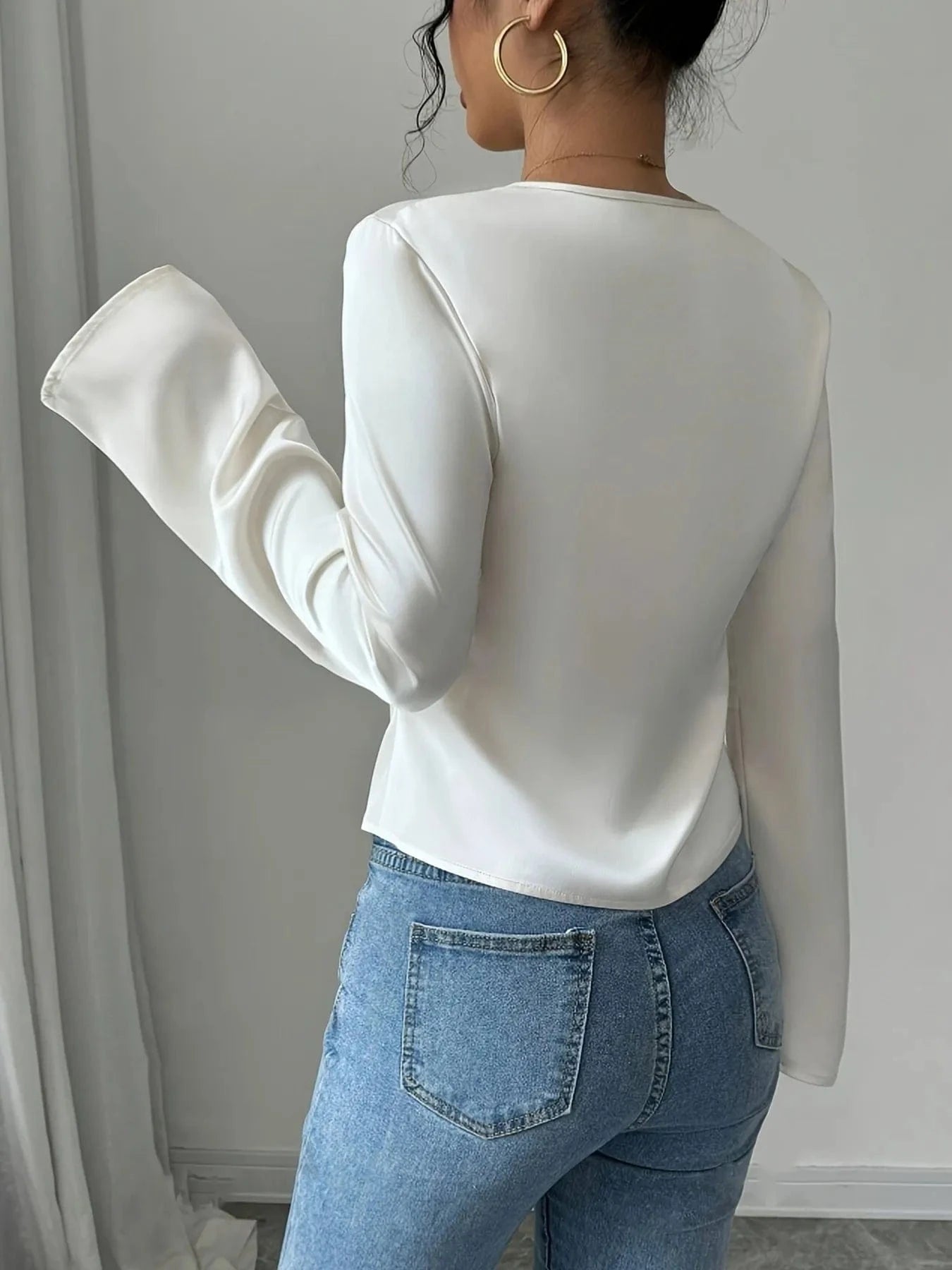 V-Neck Twist Front Long Sleeve Blouse The Nichole Collection