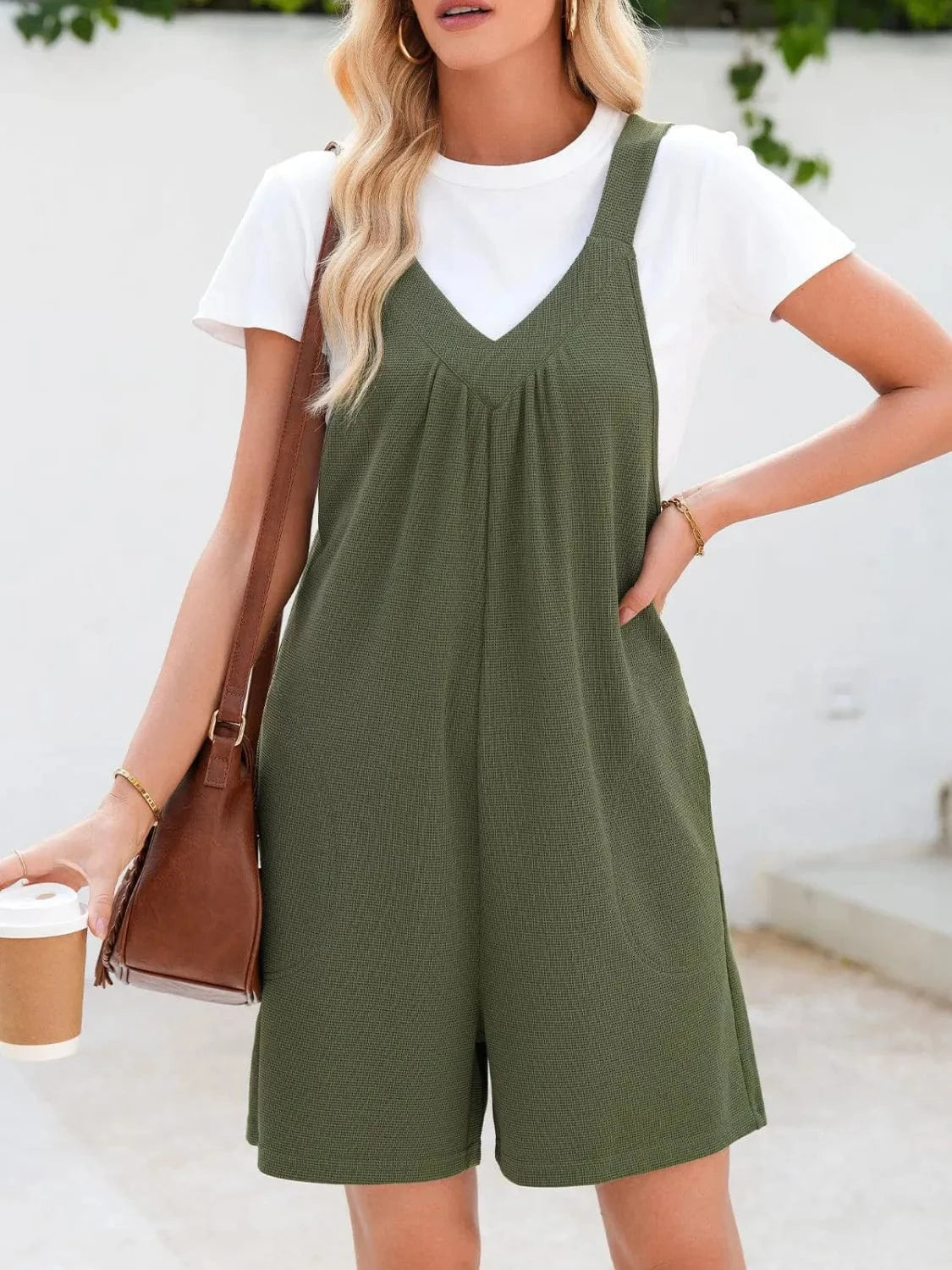 V-Neck Wide Strap Romper The Nichole Collection