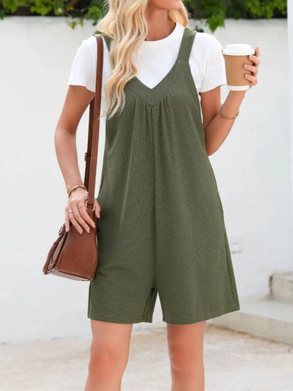 V-Neck Wide Strap Romper The Nichole Collection
