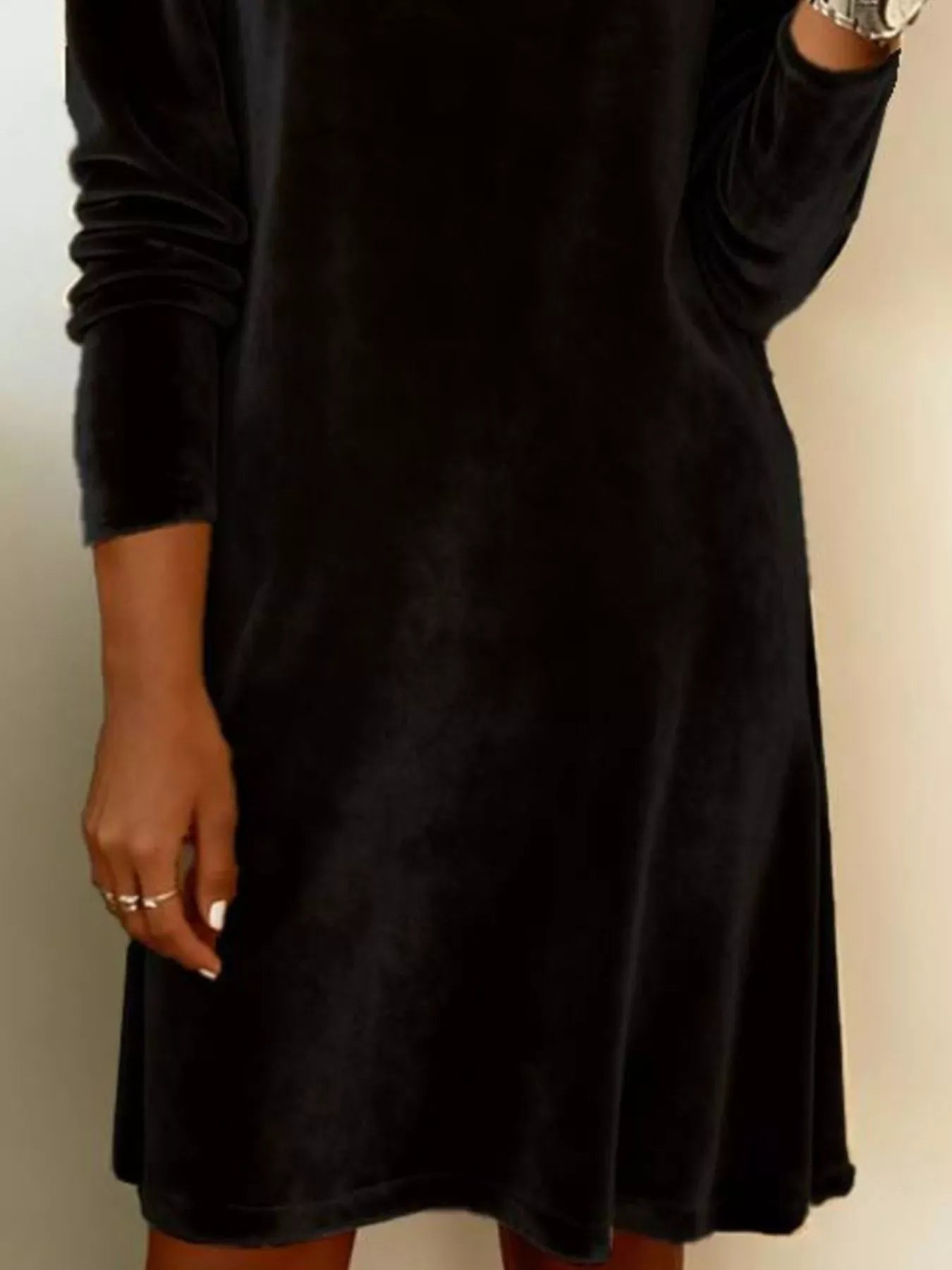 Velvet Cowl Neck Long Sleeve Mini Dress The Nichole Collection