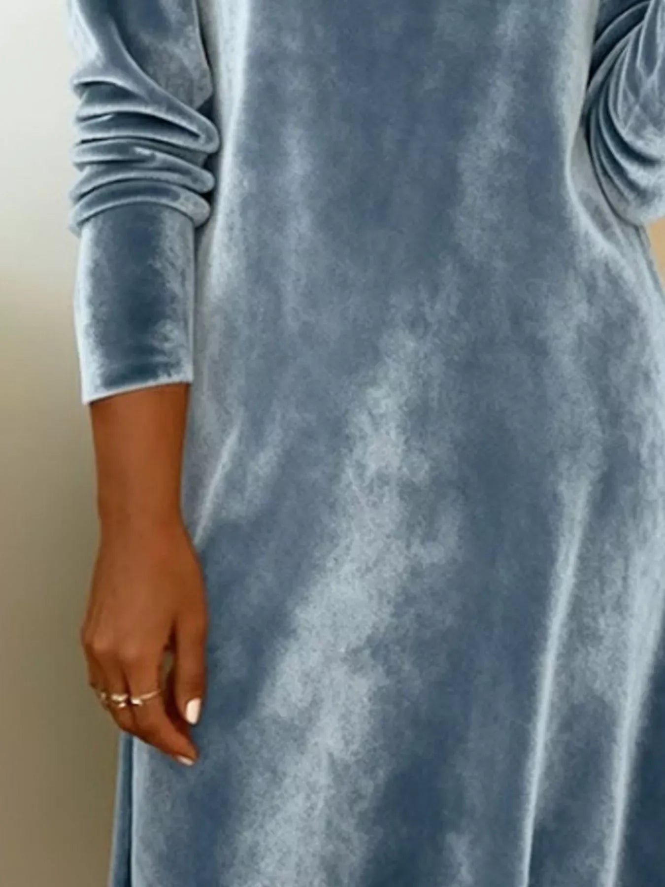 Velvet Cowl Neck Long Sleeve Mini Dress The Nichole Collection