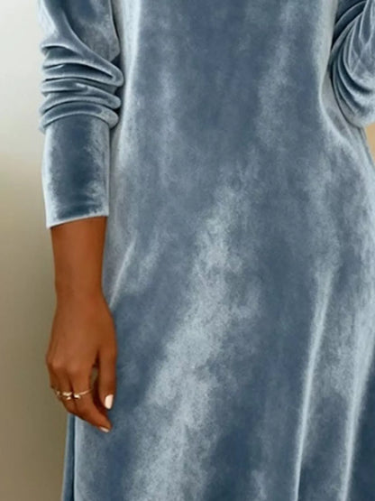 Velvet Cowl Neck Long Sleeve Mini Dress The Nichole Collection