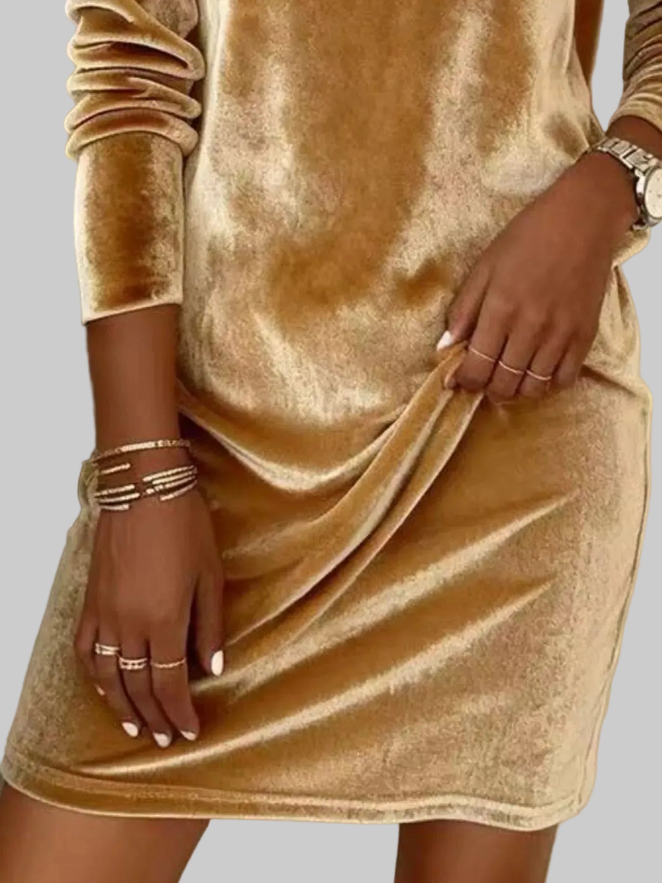 Velvet Cowl Neck Long Sleeve Mini Dress The Nichole Collection