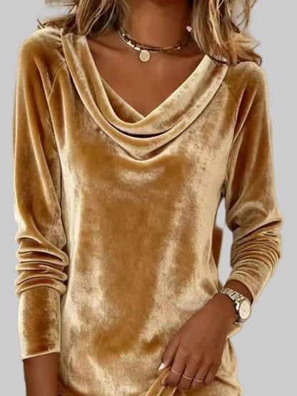 Velvet Cowl Neck Long Sleeve Mini Dress The Nichole Collection