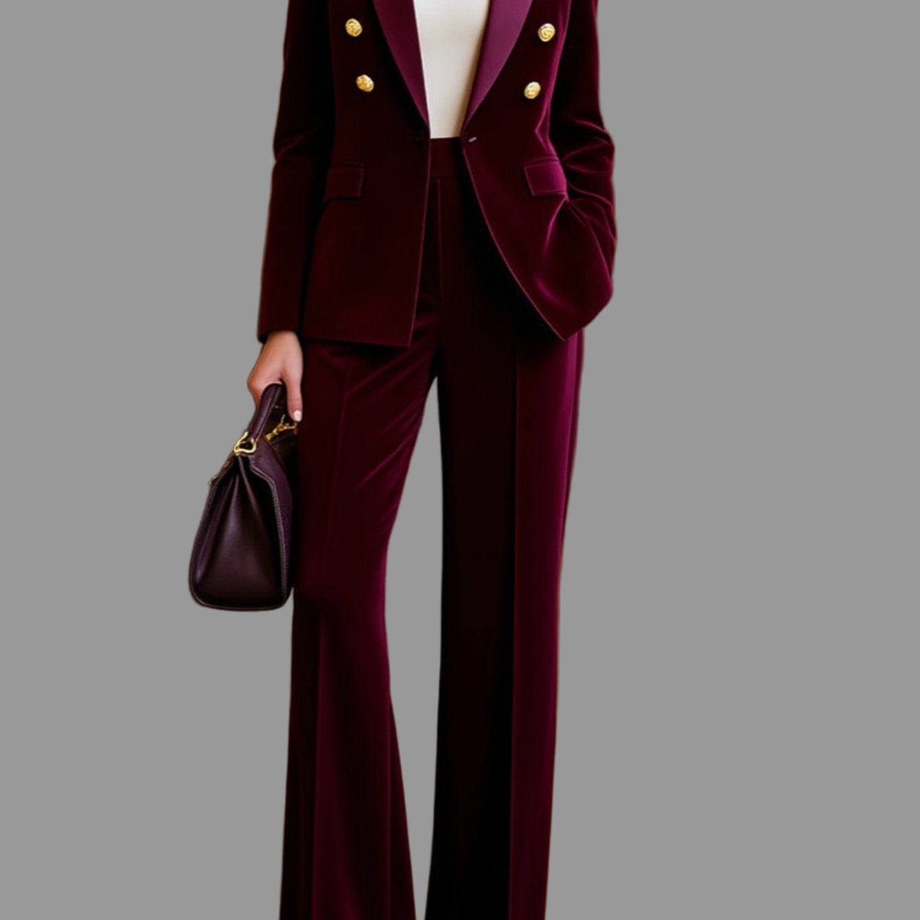 Velvet Elegance Tailored Jacket & Pants Set Women's Sets Deep Purple / S The Nichole Collection