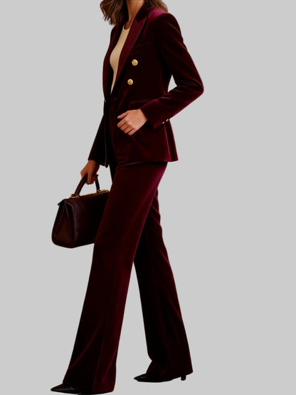 Velvet Elegance Tailored Jacket & Pants Set Women's Sets The Nichole Collection