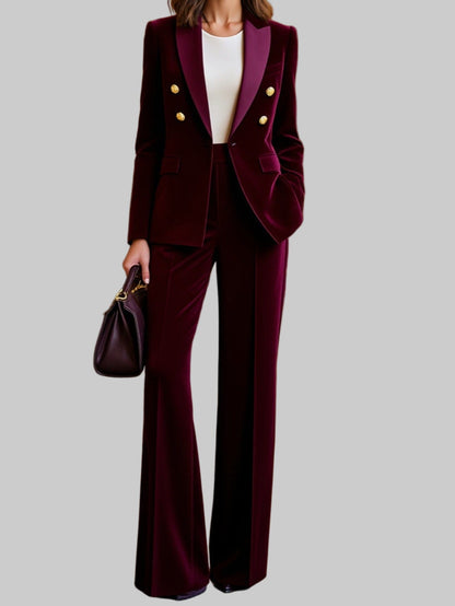 Velvet Elegance Tailored Jacket & Pants Set Women's Sets The Nichole Collection