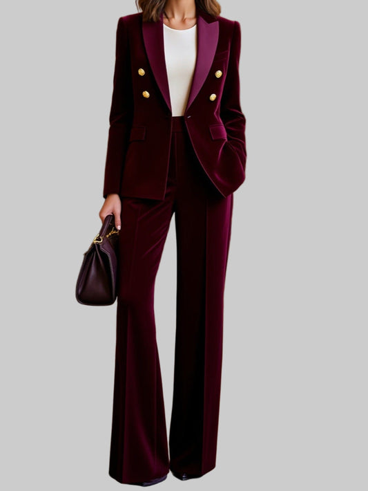 Velvet Elegance Tailored Jacket & Pants Set Women's Sets The Nichole Collection