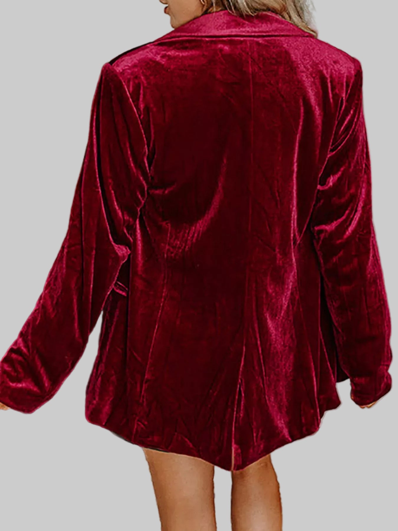 Velvet Lapel Collar Button Up Blazer The Nichole Collection