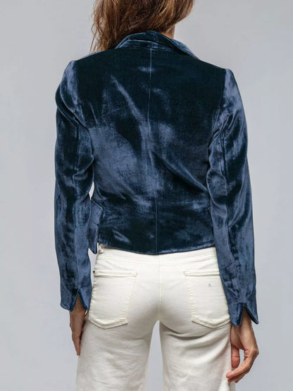 Velvet Lapel Collar One Button Blazer The Nichole Collection