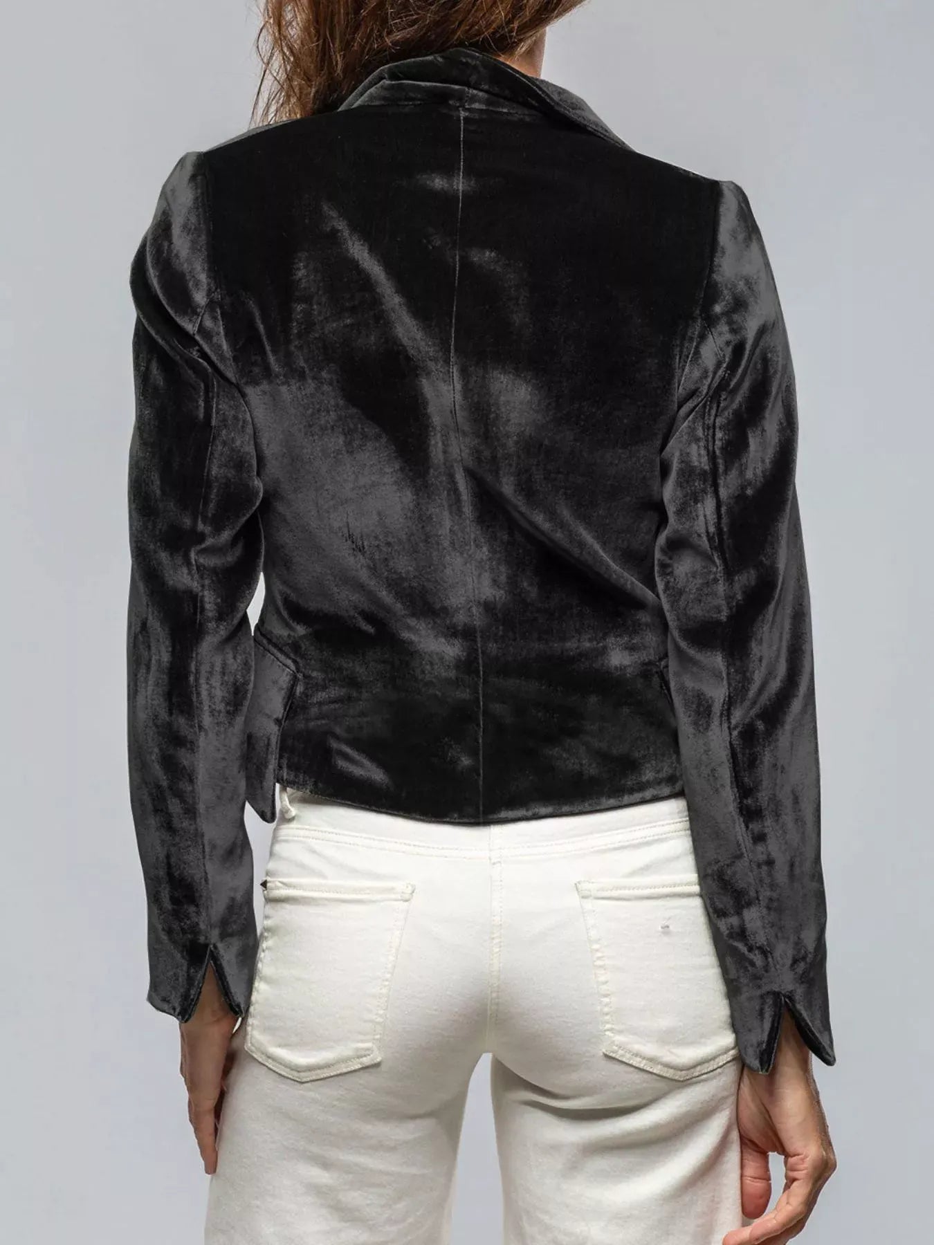 Velvet Lapel Collar One Button Blazer The Nichole Collection