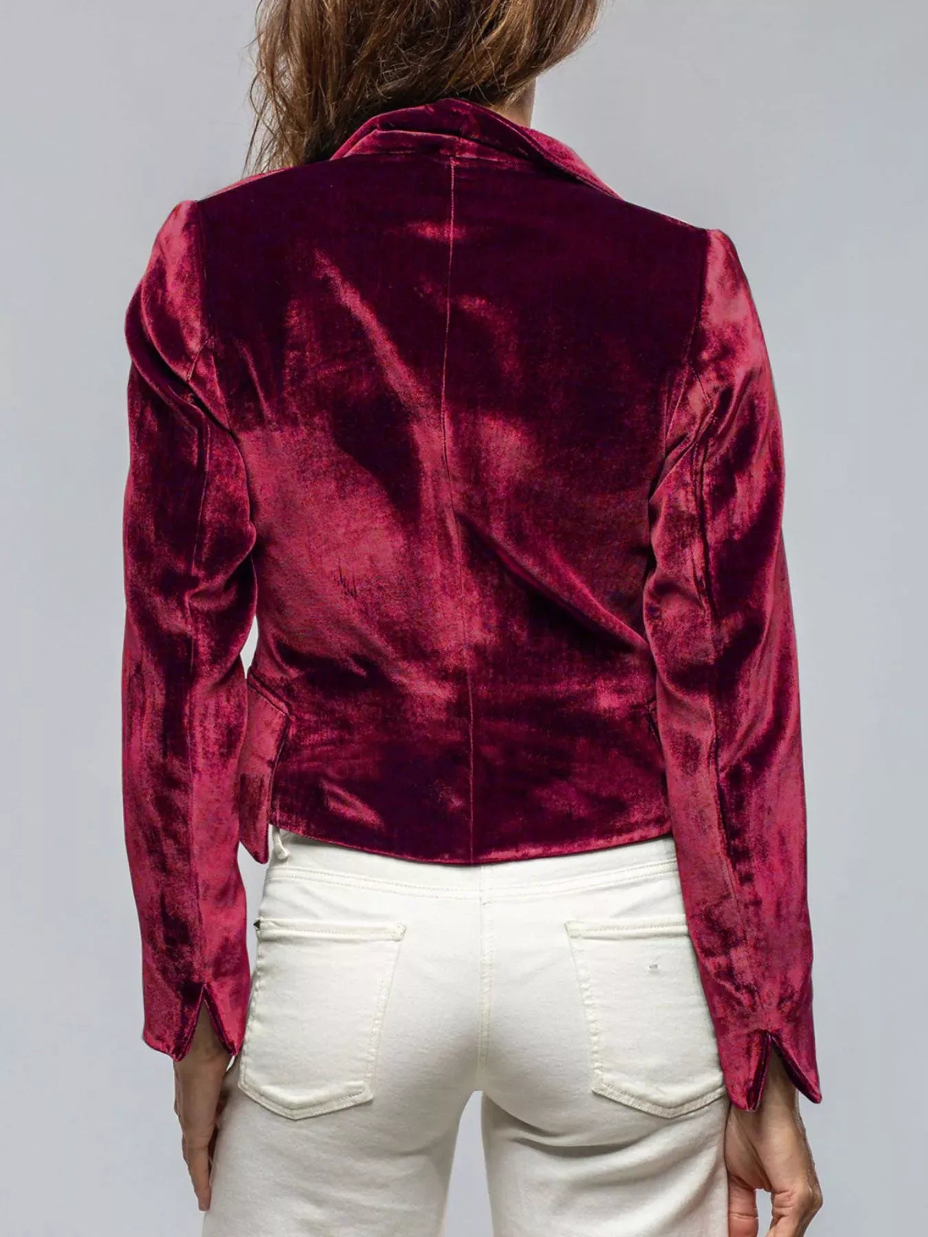 Velvet Lapel Collar One Button Blazer The Nichole Collection