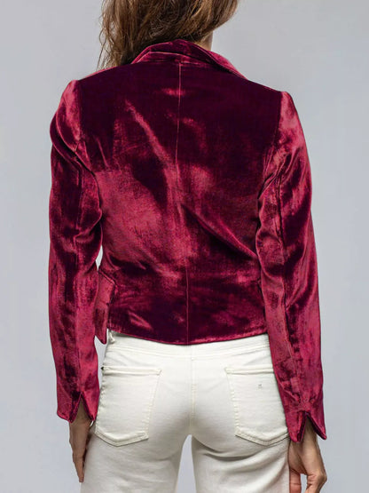 Velvet Lapel Collar One Button Blazer The Nichole Collection