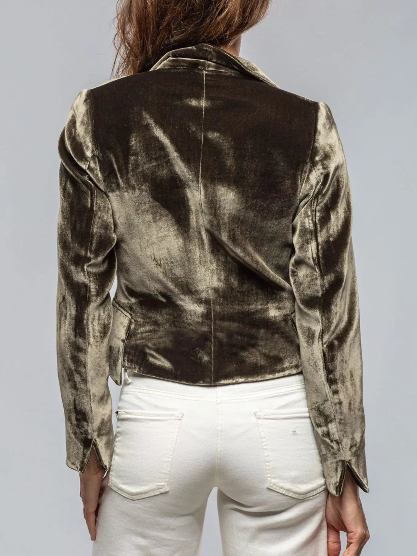 Velvet Lapel Collar One Button Blazer The Nichole Collection