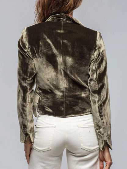 Velvet Lapel Collar One Button Blazer The Nichole Collection