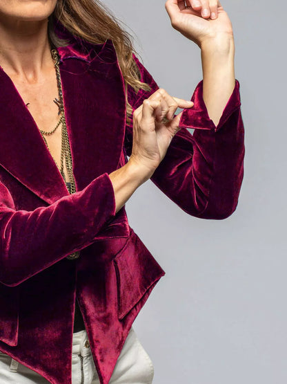 Velvet Lapel Collar One Button Blazer The Nichole Collection