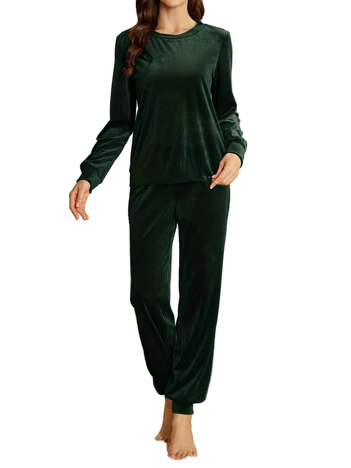 Velvet Luxe Loungewear – Elegant Burgundy Long-Sleeve Top & Soft Lounge Pants Loungewear The Nichole Collection