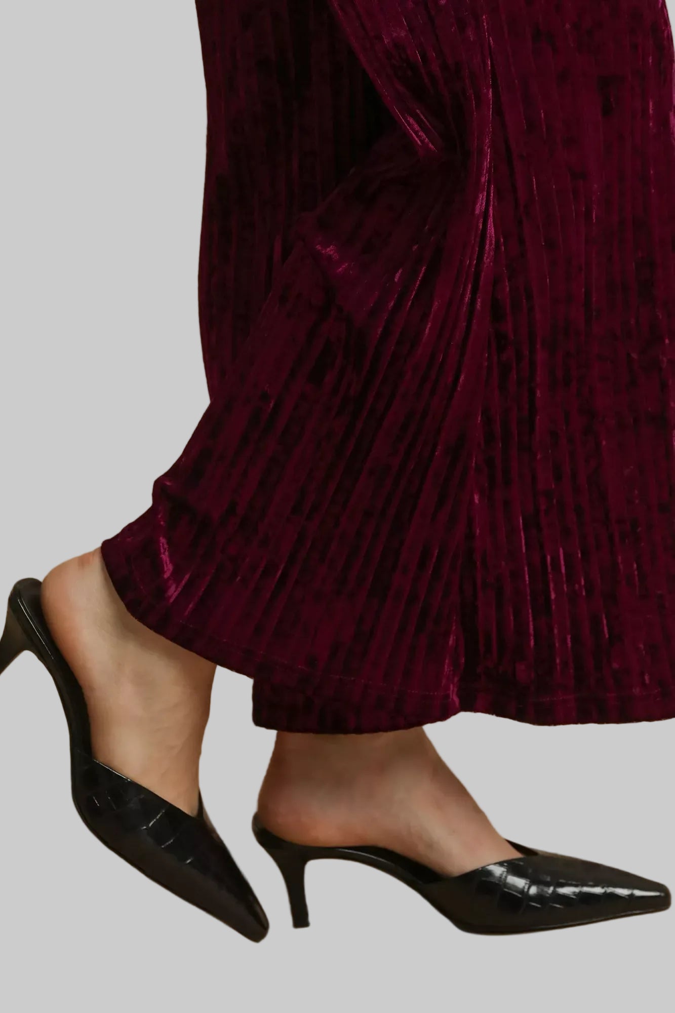 Velvet Pleated Wide Leg Pants Pants The Nichole Collection