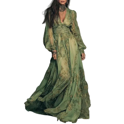 Vintage Floral Pleated Maxi Dress Maxi Dresses The Nichole Collection