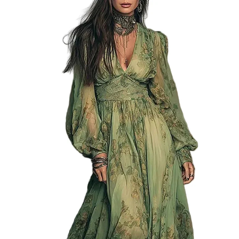 Vintage Floral Pleated Maxi Dress Maxi Dresses The Nichole Collection