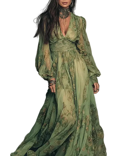Vintage Floral Pleated Maxi Dress Maxi Dresses The Nichole Collection