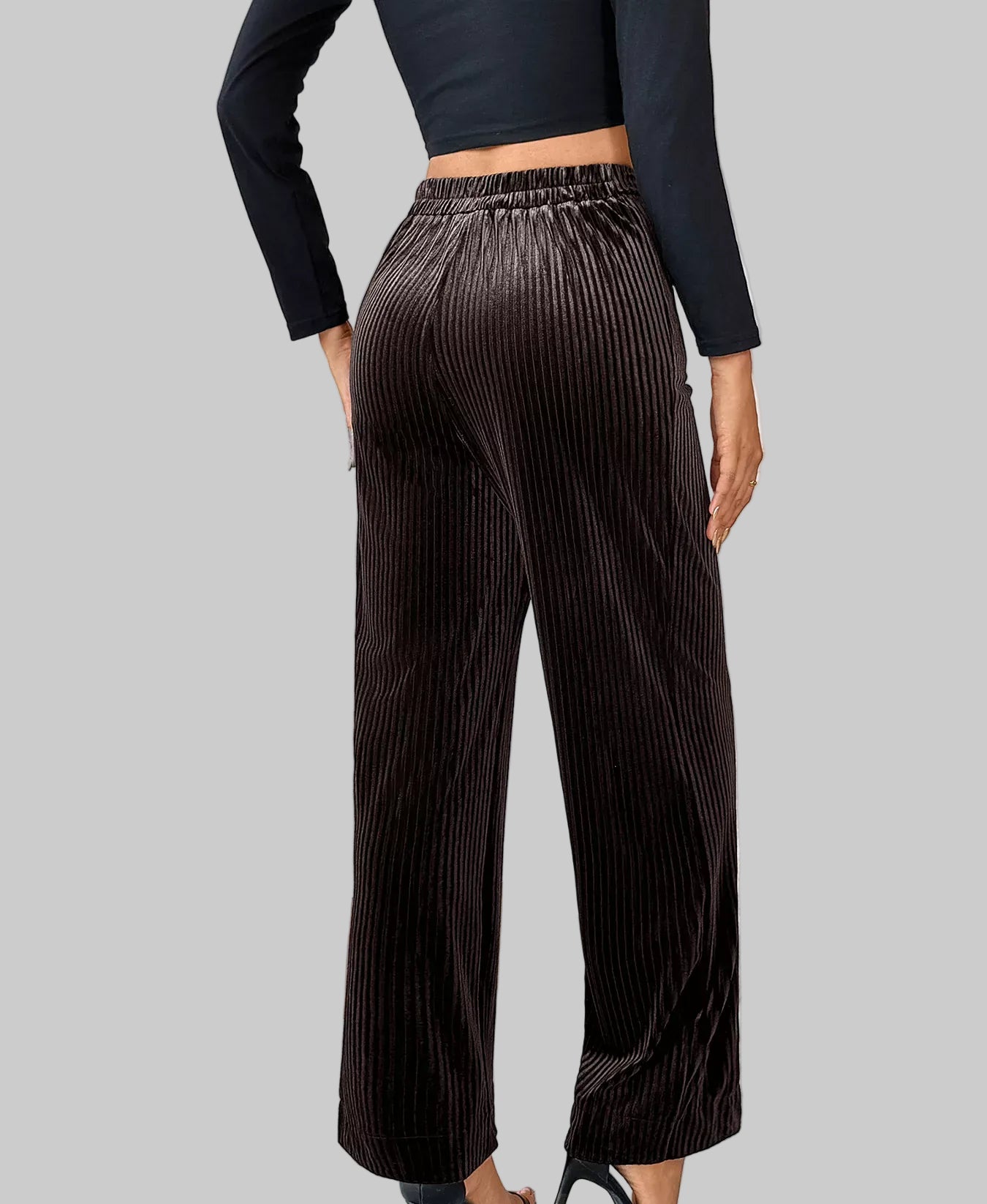 Vintage-Inspired Corduroy High-Waist Wide-Leg Pants for Women Dress Pants The Nichole Collection