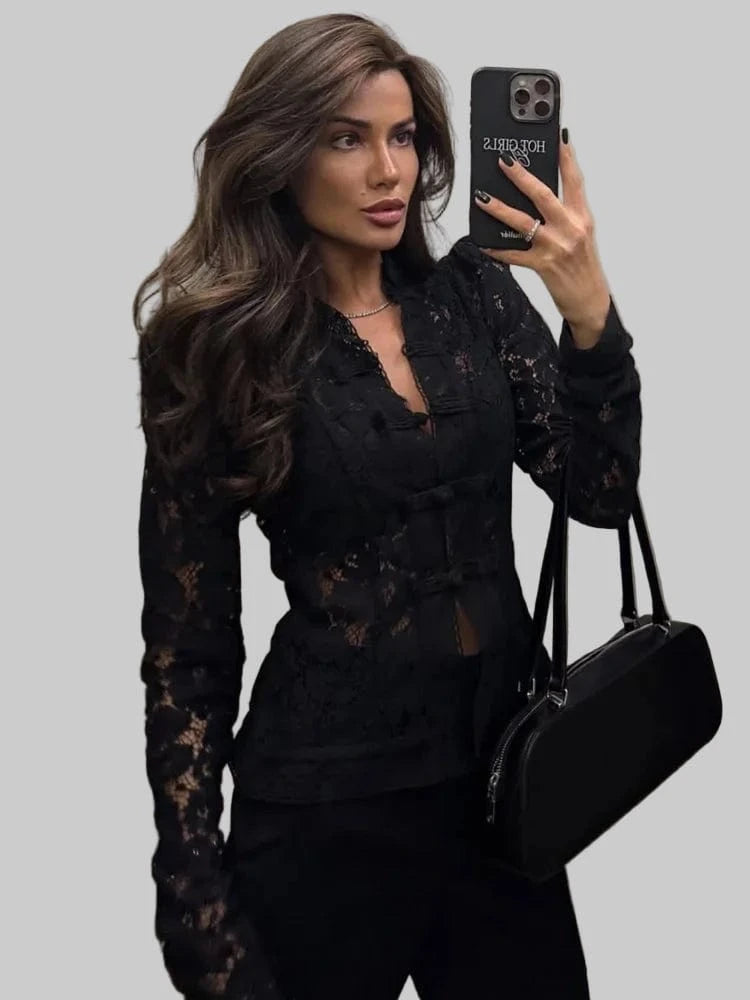 Vintage Lace Hollow-Out Blouse Blouses The Nichole Collection