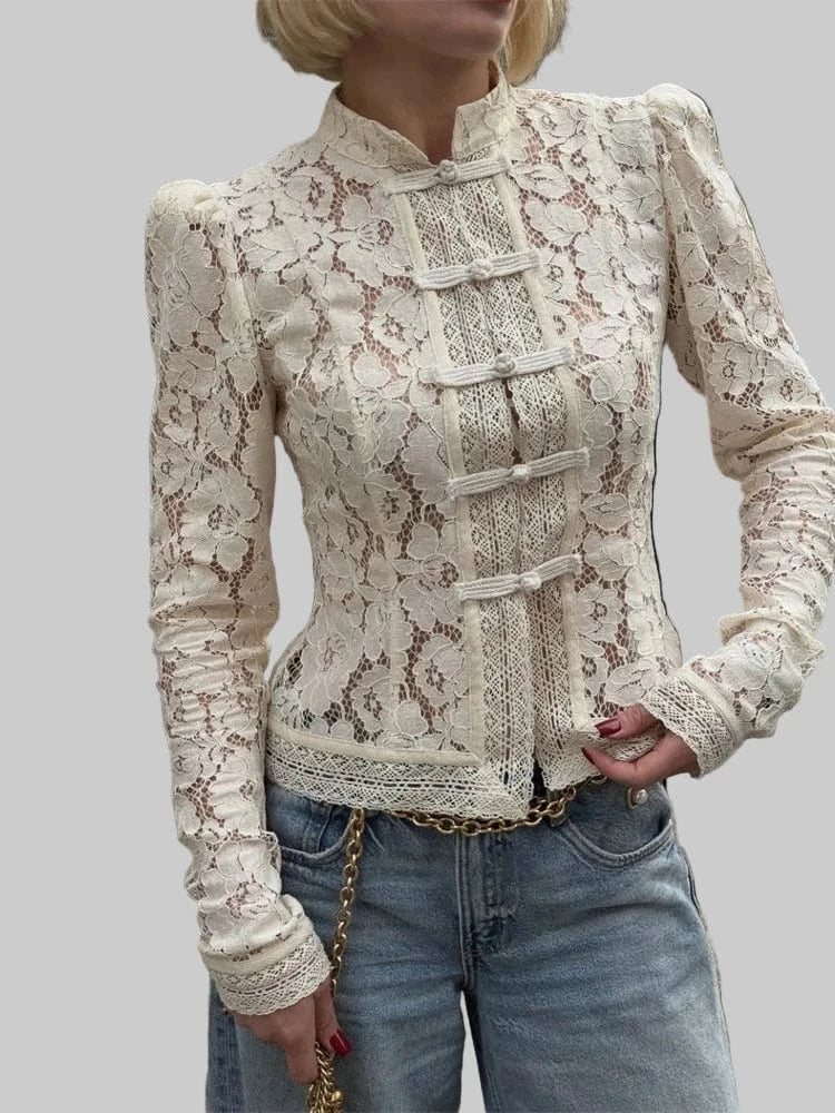 Vintage Lace Hollow-Out Blouse Blouses The Nichole Collection