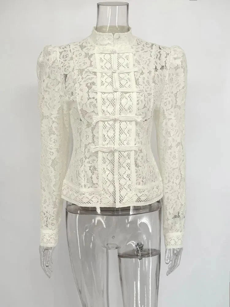 Vintage Lace Hollow-Out Blouse Blouses The Nichole Collection