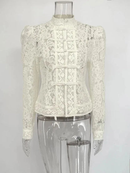 Vintage Lace Hollow-Out Blouse Blouses The Nichole Collection