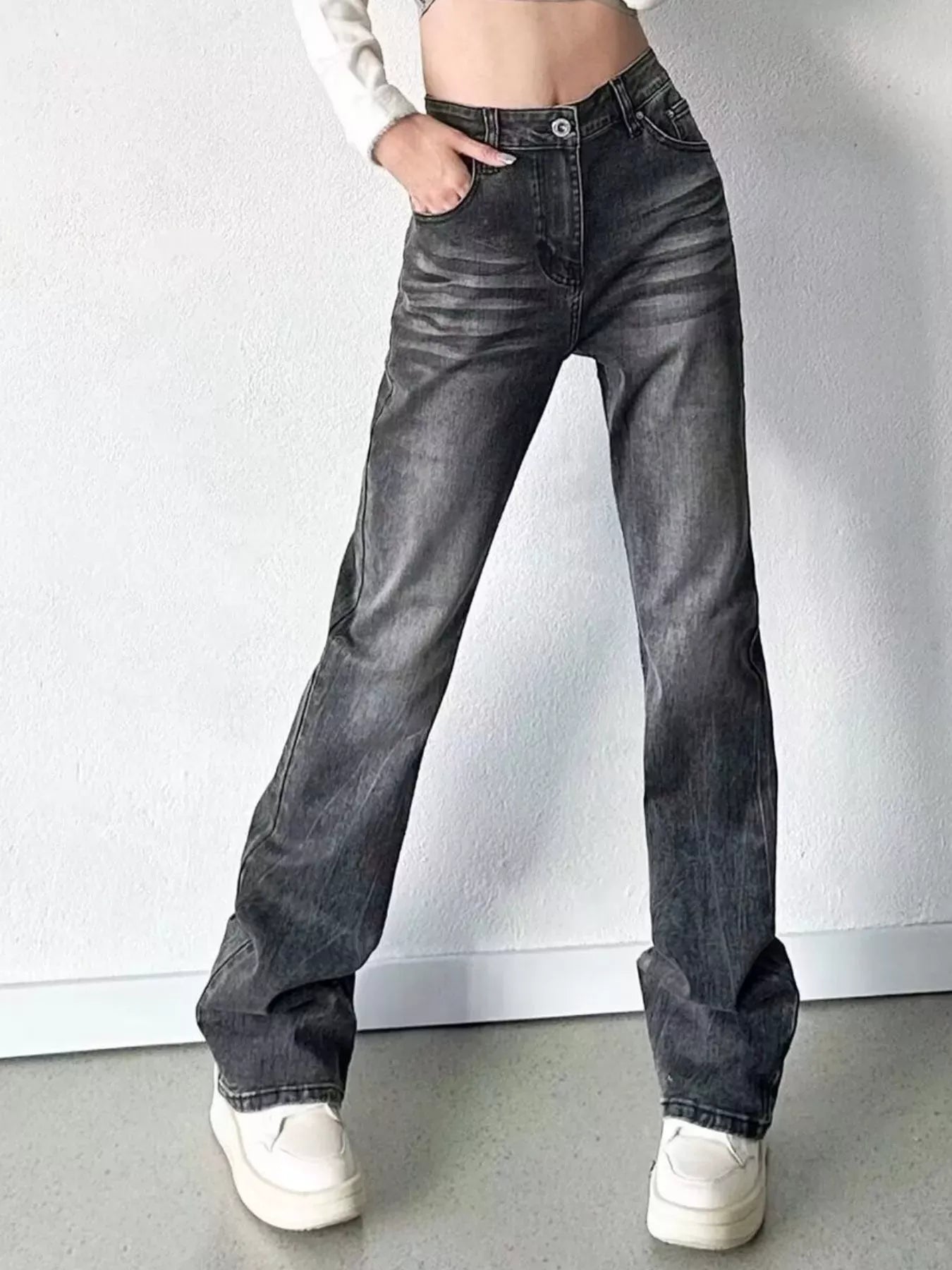 Vintage Wash High-Waisted Straight Leg Jeans | The Nichole Collection