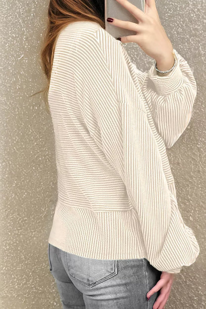 Waffle Knit Lantern Sleeve Henley Top The Nichole Collection - Official Site